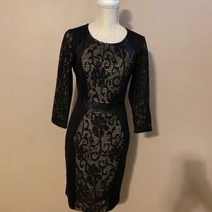 VENUS Black Lace Long Sleeve Dress
